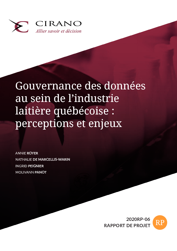 Gouvernance des données au sein de l’industrie laitière québécoise : perceptions et enjeux