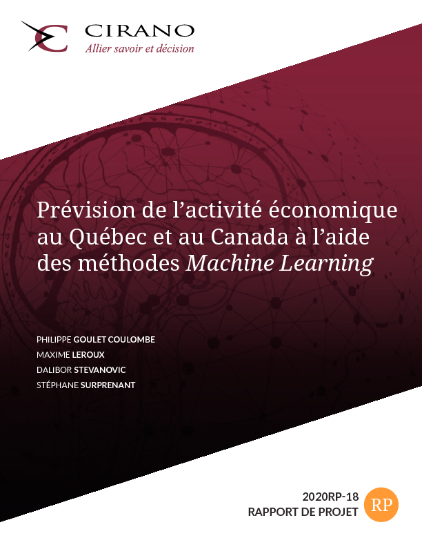 Prévision de l’activité économique au Québec et au Canada à l’aide des méthodes Machine Learning
