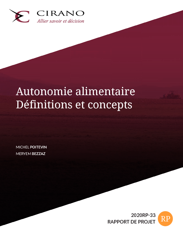 Autonomie alimentaire - Définitions et concepts