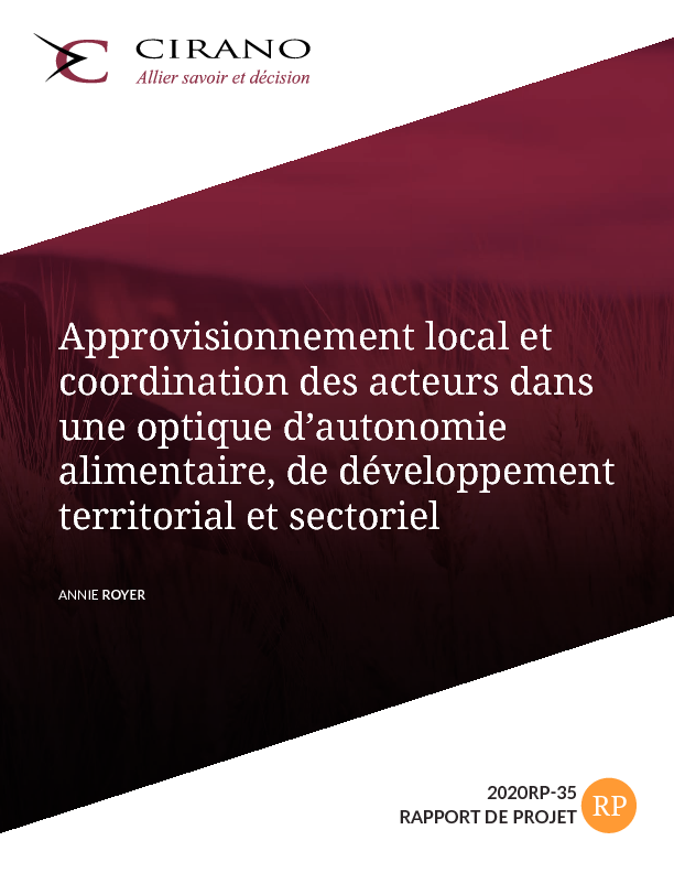 Approvisionnement local et coordination des acteurs dans une optique d’autonomie alimentaire, de développement territorial et sectoriel