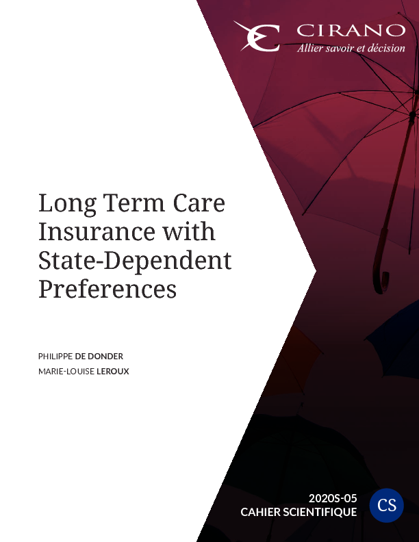 Long Term Care Insurance with State-Dependent Preferences