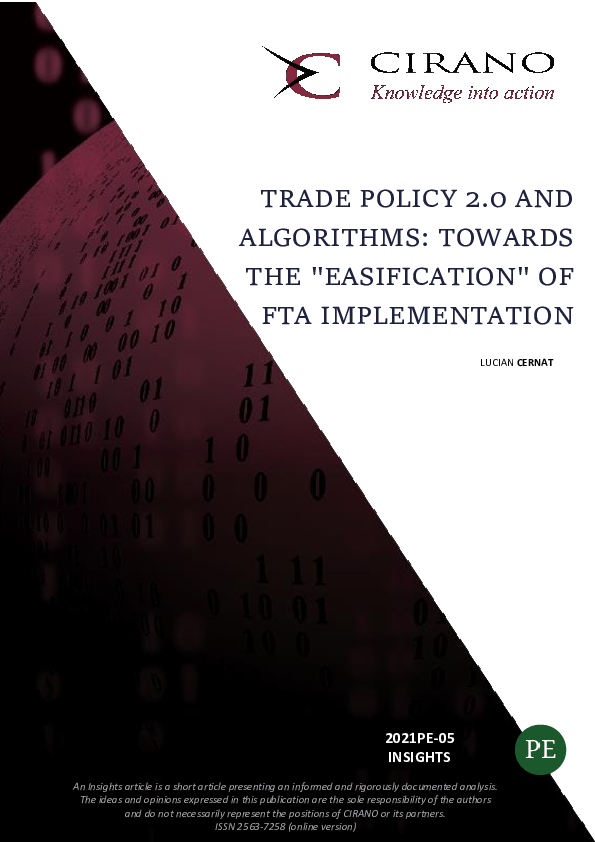 Trade policy 2.0 and algorithms: towards the "easification" of FTA implementation