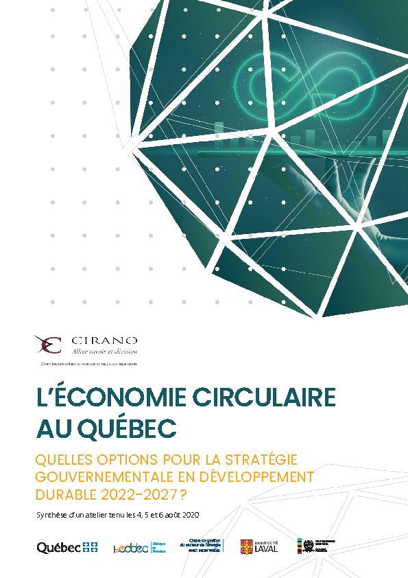 L’économie circulaire au Québec  - Quelles options pour la stratégie gouvernementale en développement durable 2022-2027 ?