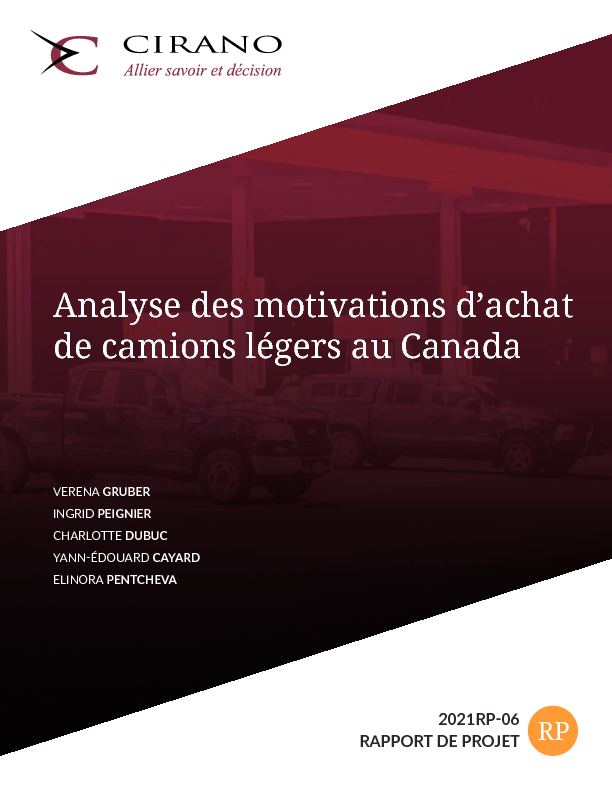 Analyse des motivations d’achat de camions légers au Canada