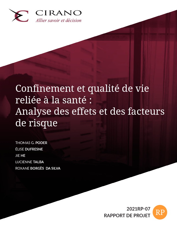 Confinement et qualité de vie reliée à la santé : Analyse des effets et des facteurs de risque