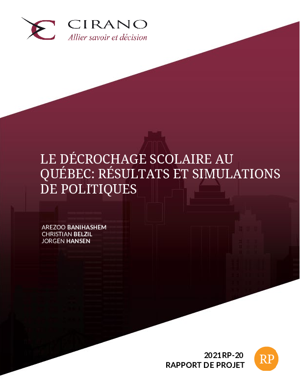 Le décrochage scolaire au Québec : Résultats et simulation de politiques