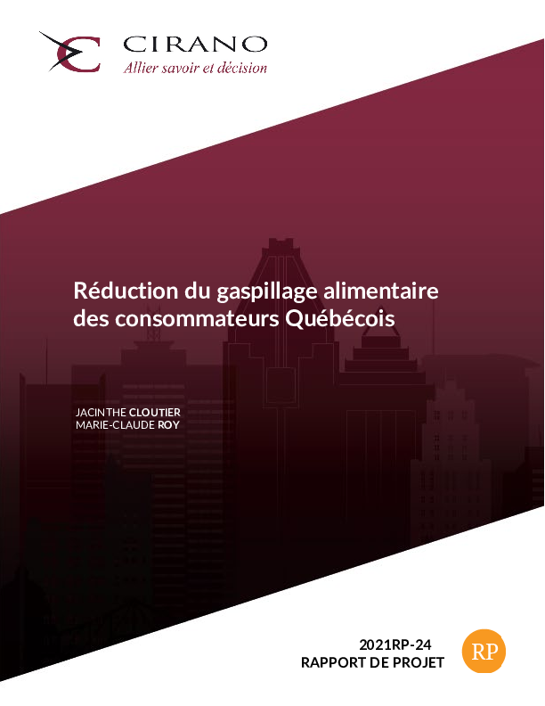 Réduction du gaspillage alimentaire des consommateurs québécois