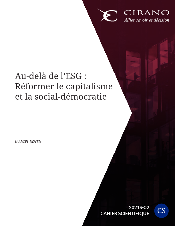 Au-delà de l’ESG :  Réformer le capitalisme  et la social-démocratie