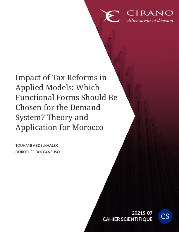 Impact of Tax Reforms in Applied Models: Which Functional Forms Should Be Chosen for the Demand System? Theory and Application for Morocco