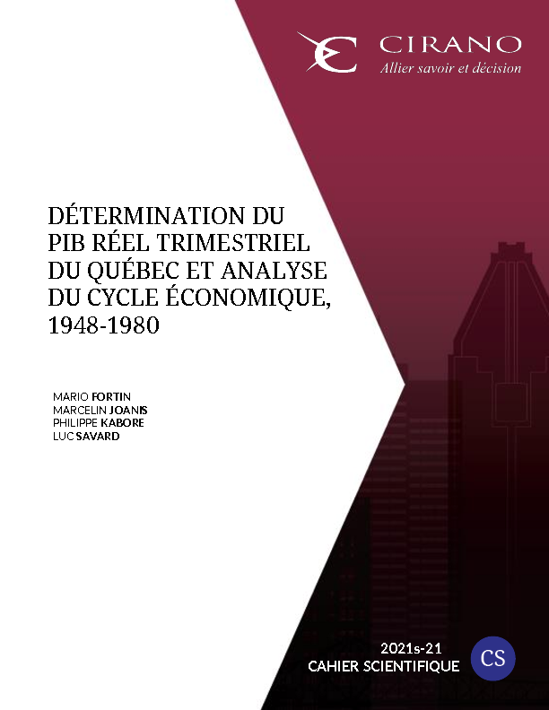 Détermination du PIB réel  trimestriel  du Québec  et analyse du cycle économique, 1948-1980