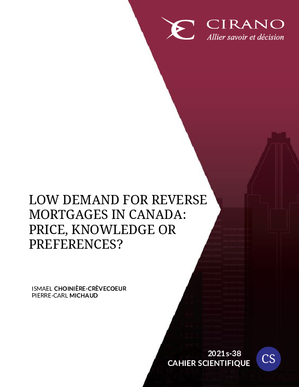 Low demand for reverse mortgages in Canada : Price, Knowledge or preferences ?