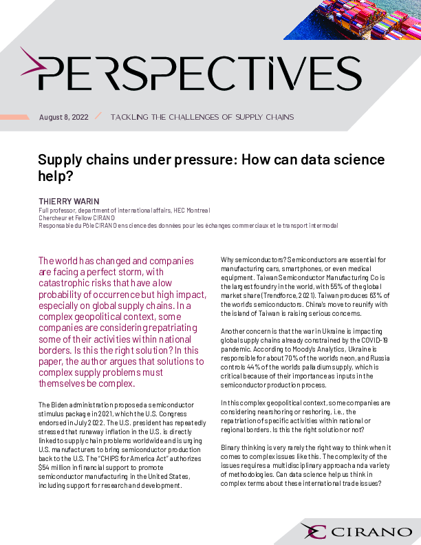 Supply chains under pressure: How can data science help?
