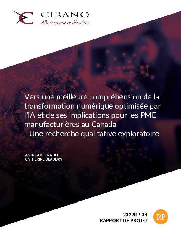 Vers une meilleure compréhension de la transformation numérique optimisée par l’IA et de ses implications pour les PME manufacturières au Canada - Une recherche qualitative exploratoire