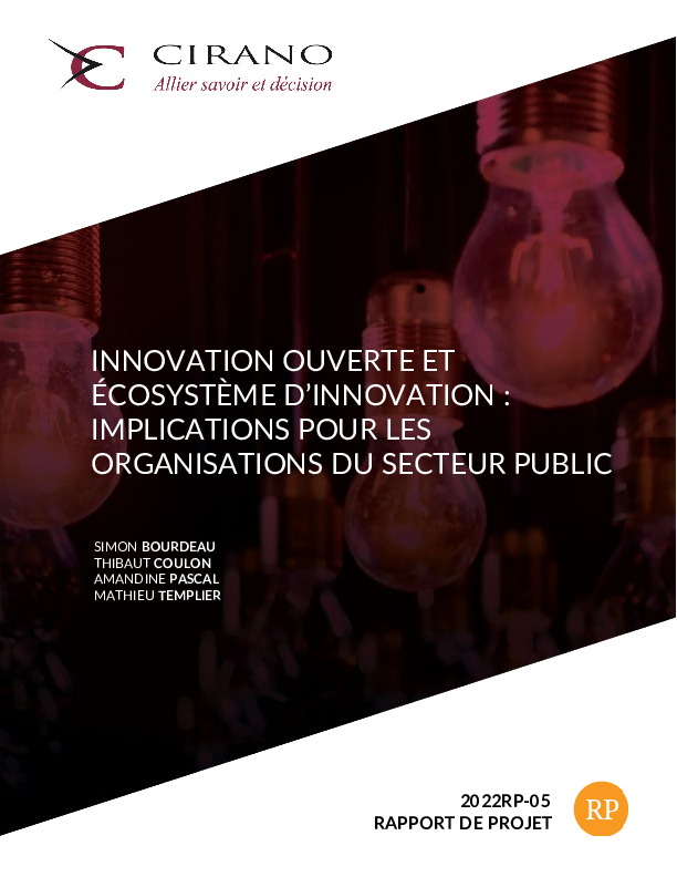 Innovation ouverte et écosystème d’innovation : Implications pour le secteur public