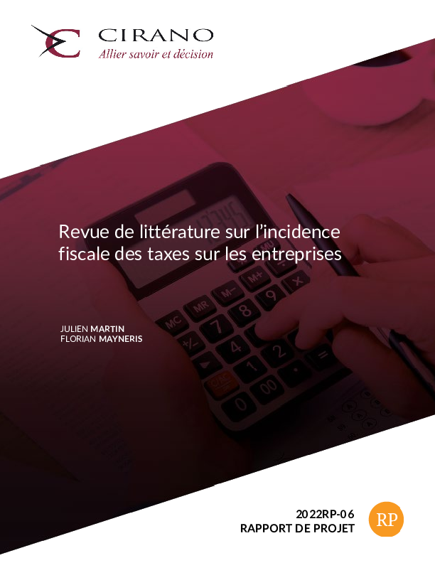 Revue de littérature sur l’incidence fiscale des taxes sur les entreprises