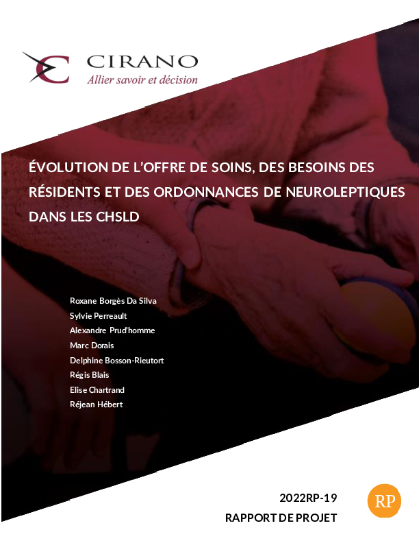Évolution de l’offre de soins des besoins des résidents et des ordonnances de neuroleptiques dans les CHSLD