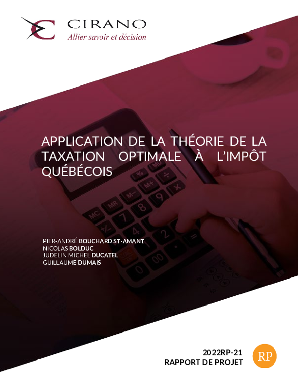 Application de la théorie de la taxation optimale à l’impôt québécois