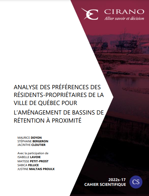 Analyse des préférences des résidents-propriétaires de la ville de Québec pour l’aménagement de bassins de rétention à proximité