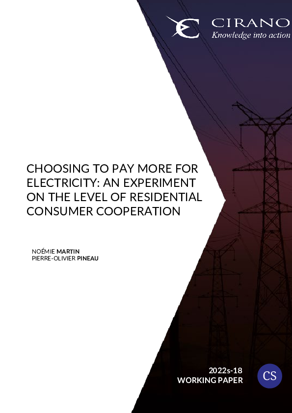 Choosing to Pay More for Electricity: an experiment on the level of residential consumer cooperation