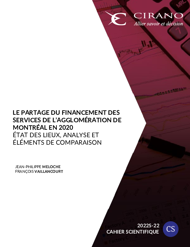 Le partage du financement des services de l’agglomération de Montréal en 2020: État des lieux, analyse et éléments de comparaison