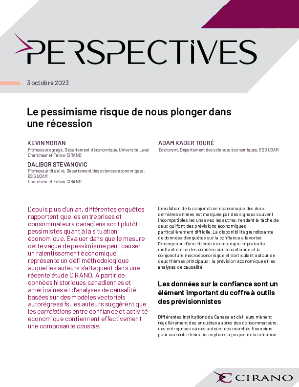 Le pessimisme risque de nous plonger dans une récession