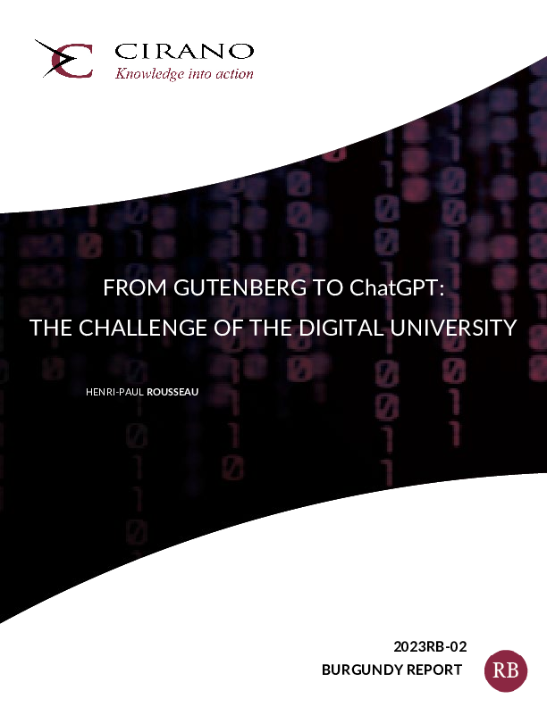 From Gutenberg to Chat GPT : The Challenge of the Digital University