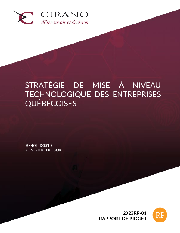 Stratégie de mise à niveau technologique des entreprises québécoises