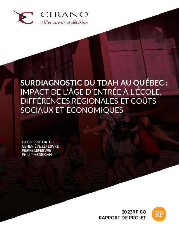 Surdiagnostic du TDAH au Québec:  Impact de l’âge d’entrée à l’école, différences régionales et coûts sociaux et économiques