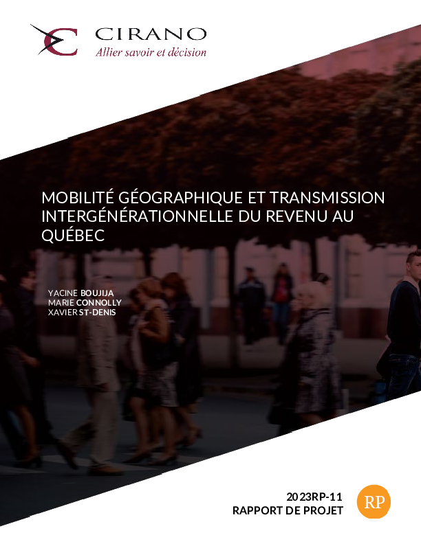 Mobilité géographique et transmission intergénérationnelle du revenu au Québec