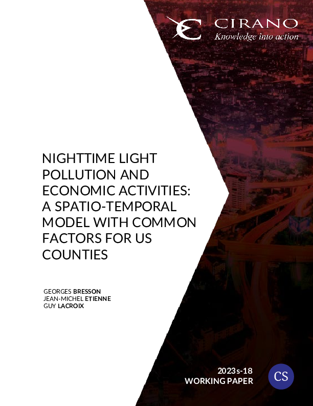 Nighttime light pollution and economic activities: A spatio-temporal model with common factors for US counties