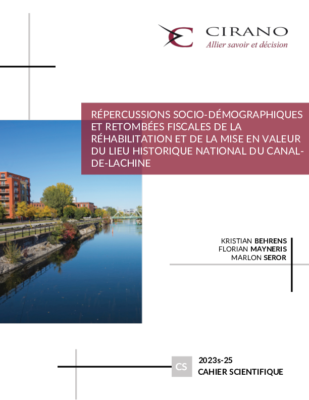 Répercussions socio-démographiques et retombées fiscales de la réhabilitation et de la mise en valeur du lieu historique national du Canal-de-Lachine