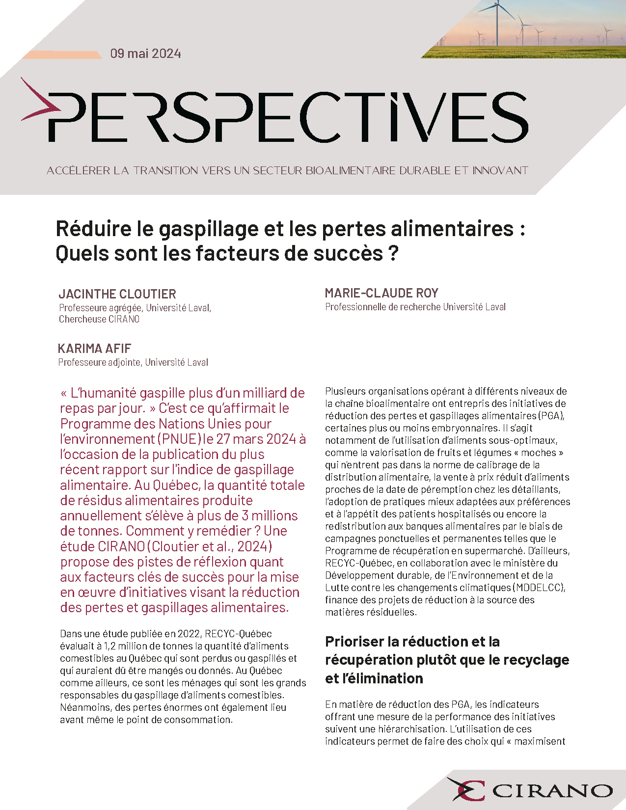 Réduire le gaspillage et les pertes alimentaires : Quels sont les facteurs de succès ?