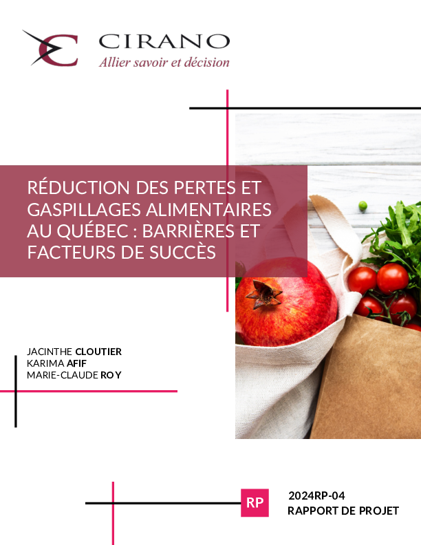Réduction des pertes et gaspillages alimentaires au Québec : barrières et facteurs de succès
