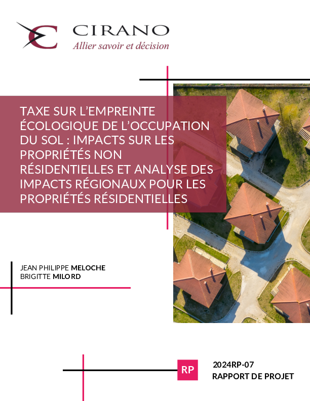 Taxe sur l’empreinte écologique de l’occupation du sol : impacts sur les propriétés non résidentielles et analyse des impacts régionaux pour les propriétés résidentielles