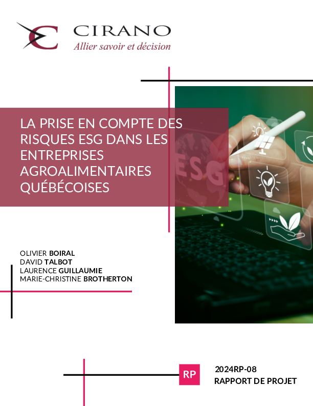 La prise en compte des risques ESG dans les entreprises agroalimentaires québécoises