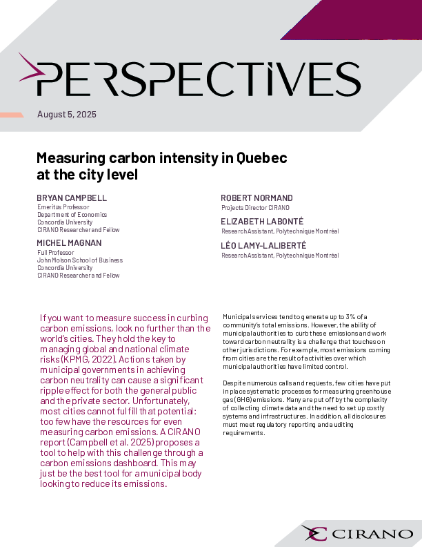 Measuring carbon intensity in Quebec at the city level
