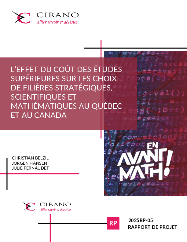 L’effet du coût des études supérieures sur les choix de filières stratégiques, scientifiques et mathématiques au Québec et au Canada