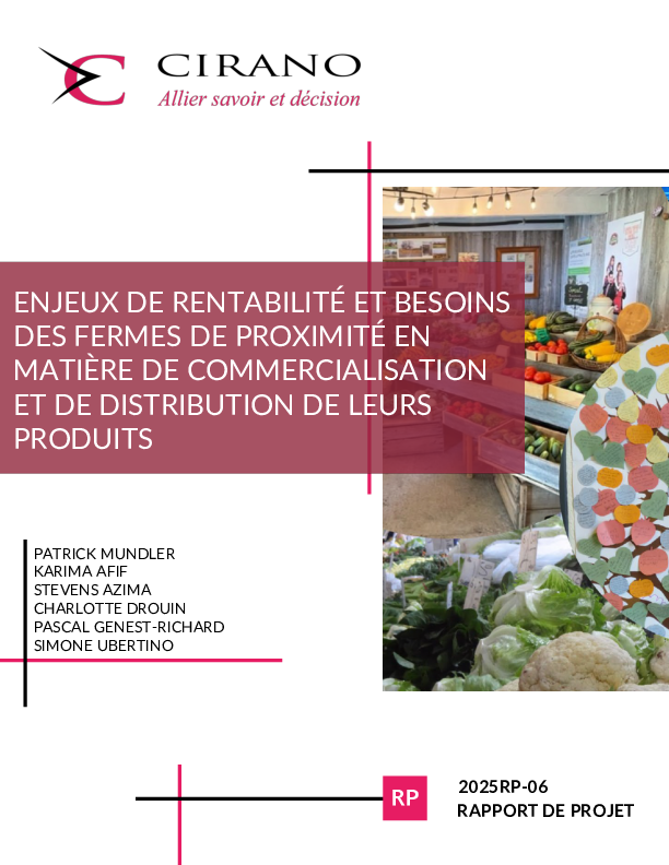 Enjeux de rentabilité et besoins des fermes de proximité en matière de commercialisation et de distribution de leurs produits