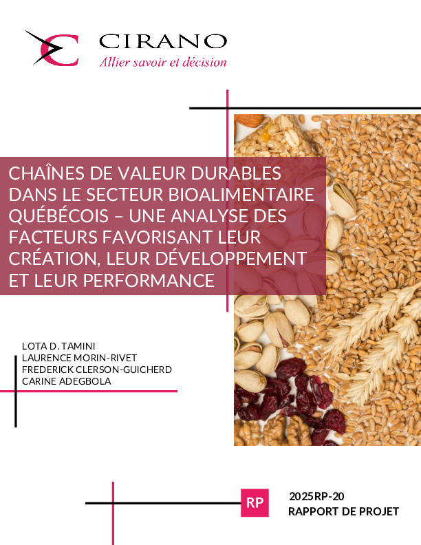 Chaînes de valeur durables dans le secteur bioalimentaire québécois