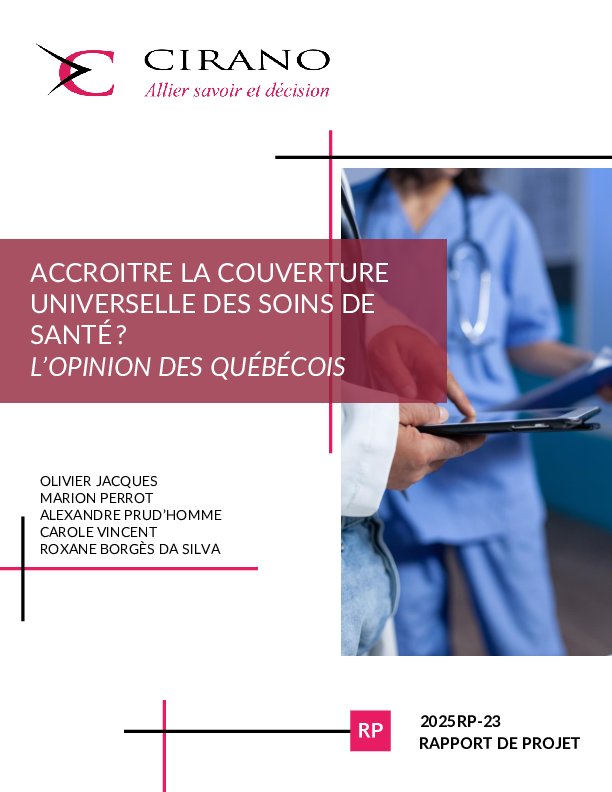 Accroitre la couverture universelle des soins de santé ? L’opinion des Québécois
