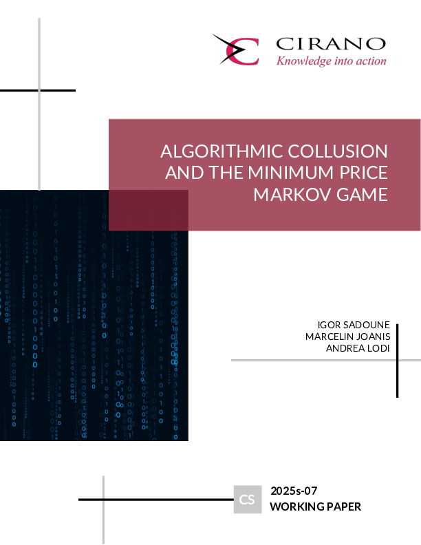 Algorithmic collusion and the minimum price Markov game