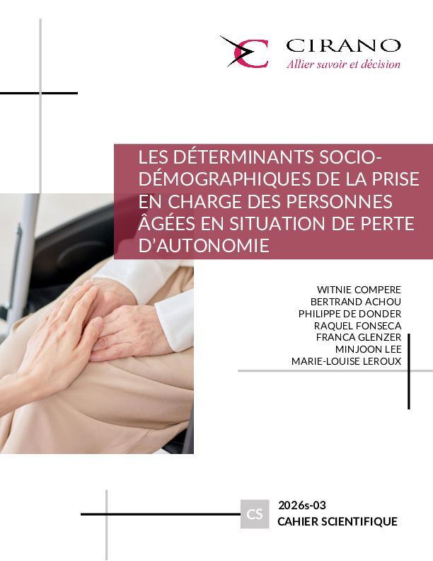 Les déterminants socio-démographiques de la prise en charge des personnes âgées en situation de perte d’autonomie.