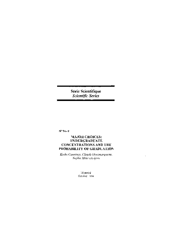 Major Choices : Undergraduate Concentrations and the Probability of Graduation
