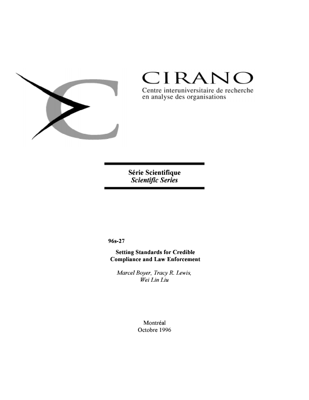 Setting Standards for Credible Compliance and Law Enforcement