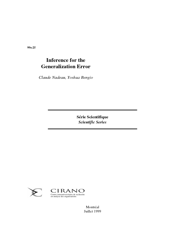 Inference for the Generalization Error