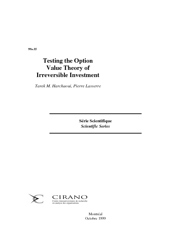 Testing the Option Value Theory of Irreversible Investment